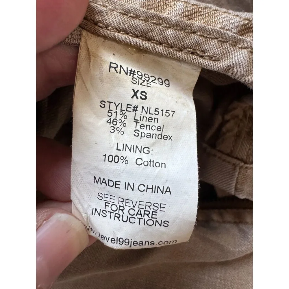 Level 99 Brooklyn Linen Moto Jacket Distressed Tan Earthy Indie Boho Crop